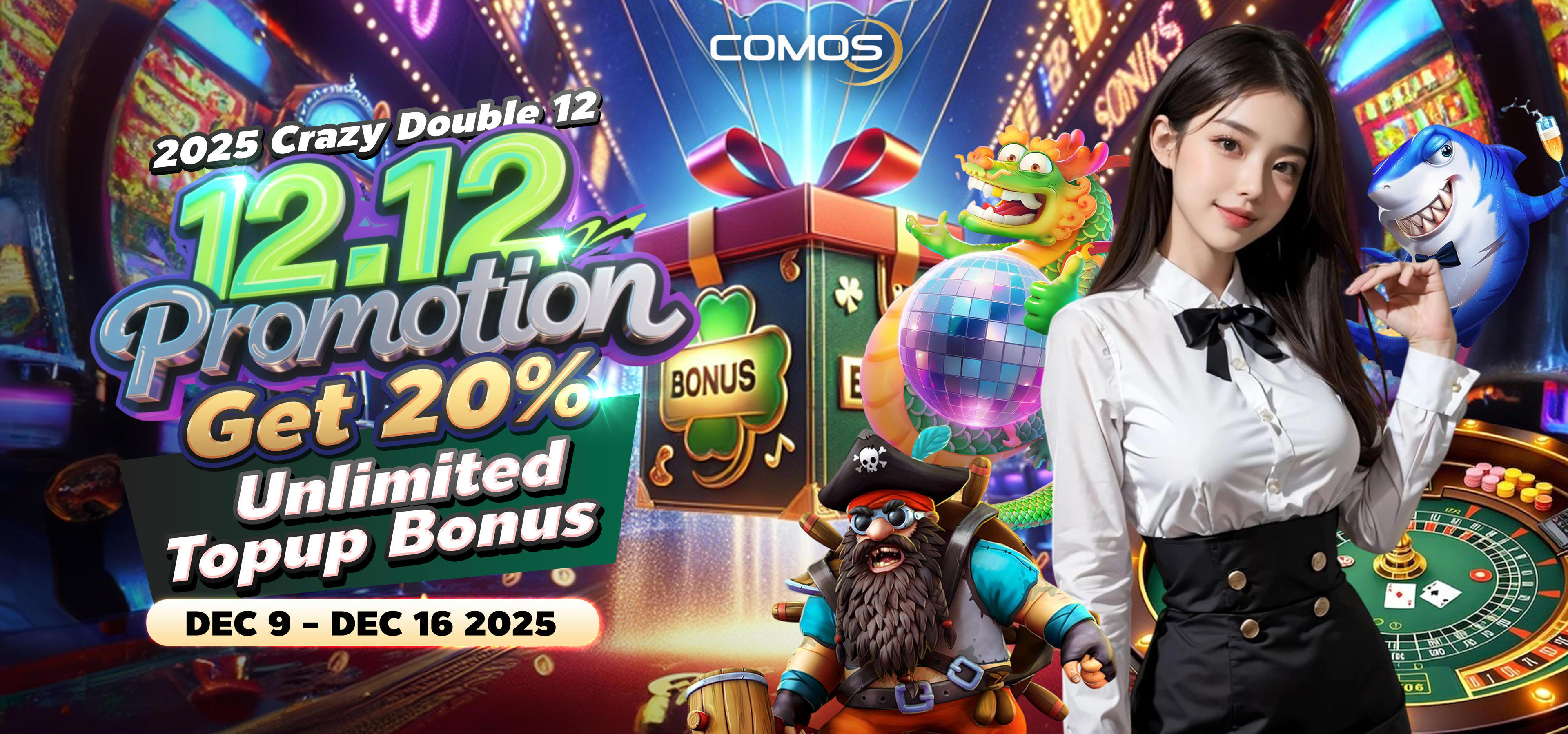 2025 Crazy Double 12 ! Promotion , ( 12.12 Promotion ) Get 20% Unlimited Topup Bonus !!! ( Valid On 9th Dec - 16th Dec 2025 )