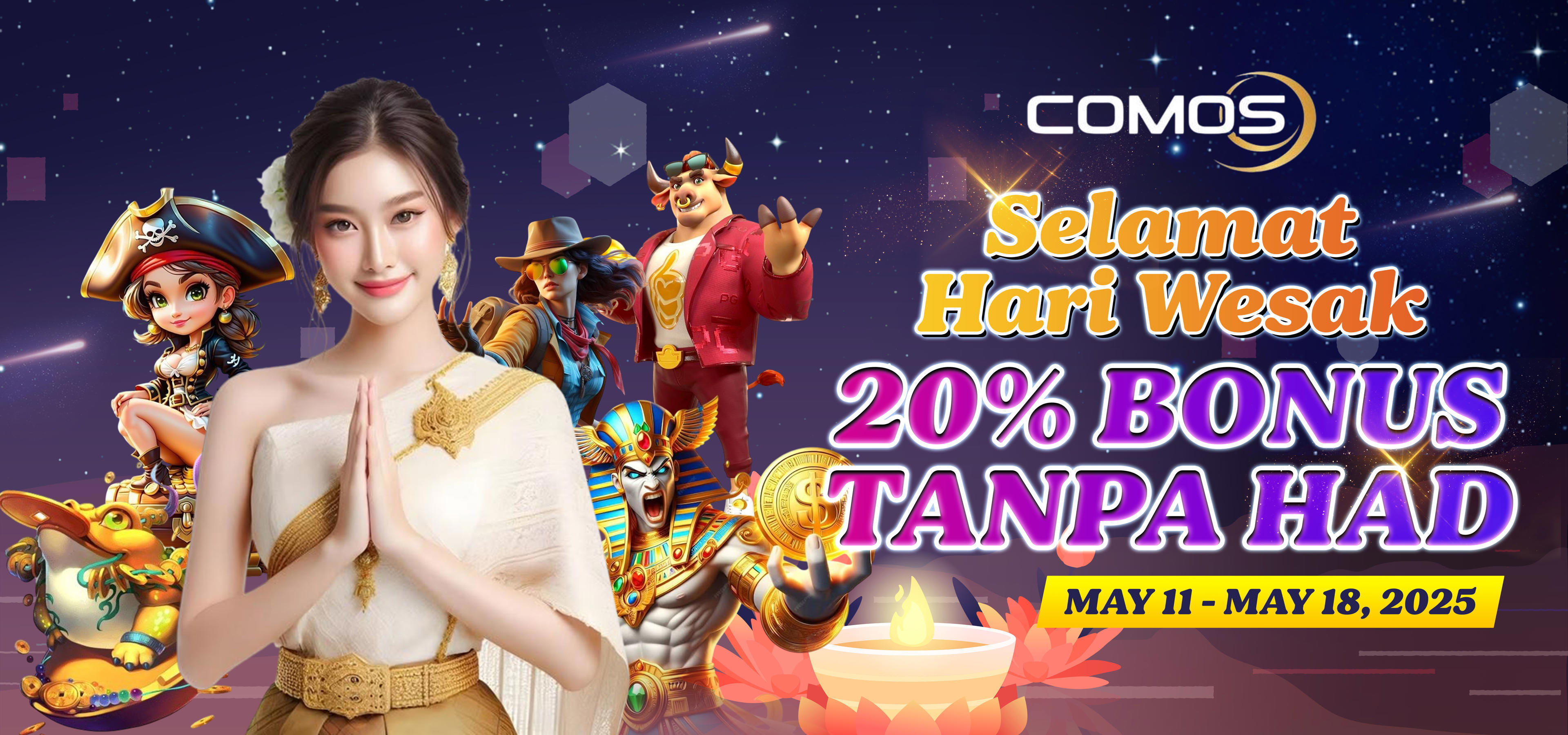 SELAMAT HARI WESAK 2025 , 20% BONUS TANPA HAD ( PROMOSI INI HANYA PADA MAY 11 TH - MAY 18TH 2025 )